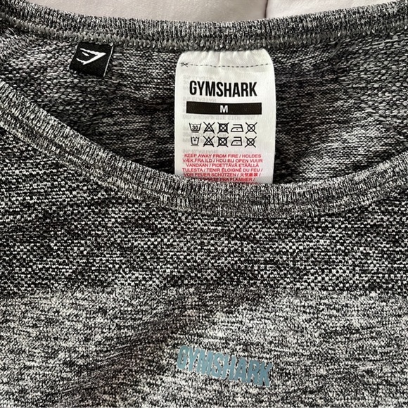 Gymshark Flex Long Sleeve Crop Top in Charcoal Marl/Teal - Picture 8 of 8